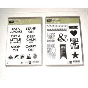 Stampin Up Carry On Perfect Pennants Rubber Stamp Sets